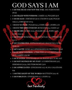 Love Fearlessly "God Says I Am" Poster for Men