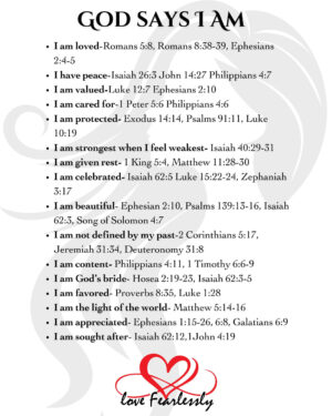 Love Fearlessly "God Says I Am" Poster for Women